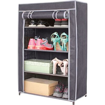 Spetebo Étagère à chaussures en tissu pour 8 paires de chaussures – 90 x 58 cm – Meuble à chaussures avec 4 étages et porte – Étagère à chaussures avec fermeture éclair - Publicité Spetebo Étagère à chaussures en tissu pour 8 paires de chaussures – 90 x 58 cm – Meuble à chaussures avec 4 étages et porte – Étagère à chaussures avec fermeture éclair - Publicité