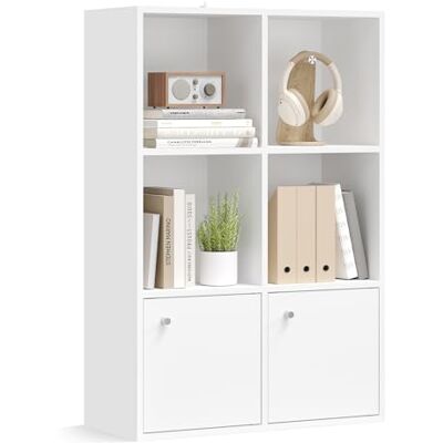 VASAGLE Bibliothèque, Étagère sur 3 Niveaux, Meuble de Rangement, avec 2 Placards en Bas, 29 x 65,8 x 97,8 cm, pour Salon, Bureau, Salle à Manger, Blanc Nuage LBC506WB01 - Publicité VASAGLE Bibliothèque, Étagère sur 3 Niveaux, Meuble de Rangement, avec 2 Placards en Bas, 29 x 65,8 x 97,8 cm, pour Salon, Bureau, Salle à Manger, Blanc Nuage LBC506WB01 - Publicité