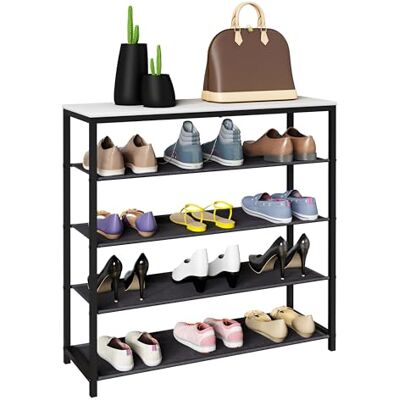 VCM Bois,métal,étagère à Chaussures,Rangement pour Chaussures,étagère,4,Compartiments,Taliro Blanc - Publicité VCM Bois,métal,étagère à Chaussures,Rangement pour Chaussures,étagère,4,Compartiments,Taliro Blanc - Publicité