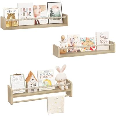 WOLTU Étagère Murale pour Enfant, Lot de 3, Étagère Livre Enfant, en Bois Massif, 60cm, avec Perles en Bois - Publicité WOLTU Étagère Murale pour Enfant, Lot de 3, Étagère Livre Enfant, en Bois Massif, 60cm, avec Perles en Bois - Publicité