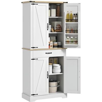 HOMCOM Armoire de Cuisine Buffet Cuisine vaisselier Meuble de Rangement avec 4 Portes, 6 étagères à Porte,1 tiroir et étagères réglables, 76,5 x 40 x 181 cm, Blanc - Publicité HOMCOM Armoire de Cuisine Buffet Cuisine vaisselier Meuble de Rangement avec 4 Portes, 6 étagères à Porte,1 tiroir et étagères réglables, 76,5 x 40 x 181 cm, Blanc - Publicité