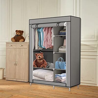 LANTUS Penderie Dressing Textile en Tissu Intissé avec Fermeture à Glissière – Garde-Robe Placard Camping(105 * 45 * 170cm-gris foncé) - Publicité LANTUS Penderie Dressing Textile en Tissu Intissé avec Fermeture à Glissière – Garde-Robe Placard Camping(105 * 45 * 170cm-gris foncé) - Publicité