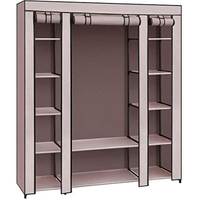 SONGMICS LSF003P02 Armoire en Tissu, Armoire Portable pour Chambre à Coucher, Porte-vêtements, 45 x 150 x 175 cm, 12 Compartiments, Structure en métal, Rose poussiéreux - Publicité SONGMICS LSF003P02 Armoire en Tissu, Armoire Portable pour Chambre à Coucher, Porte-vêtements, 45 x 150 x 175 cm, 12 Compartiments, Structure en métal, Rose poussiéreux - Publicité