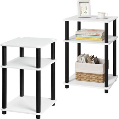 EUGAD Lot de 2 Tables de Chevet, Tables d'Appoint à 3 Étagères, 40x35x57,5 cm, Montage Facile, pour Chambre à Coucher, Salon, Noir + Blanc, 0012CTG - Publicité EUGAD Lot de 2 Tables de Chevet, Tables d'Appoint à 3 Étagères, 40x35x57,5 cm, Montage Facile, pour Chambre à Coucher, Salon, Noir + Blanc, 0012CTG - Publicité