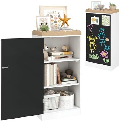 AIYAPLAY Meuble Rangement Enfant, Rangement Jouet Enfant, Armoire pour Enfant avec Porte en Tableau Noir, 3 casiers et Plateau supérieur pour Chambre à Coucher, Salle de Jeux, crèche, Blanc - Publicité AIYAPLAY Meuble Rangement Enfant, Rangement Jouet Enfant, Armoire pour Enfant avec Porte en Tableau Noir, 3 casiers et Plateau supérieur pour Chambre à Coucher, Salle de Jeux, crèche, Blanc - Publicité