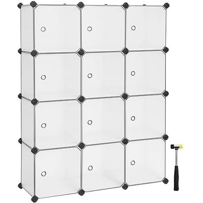 SONGMICS Meuble de Rangement Modulable, 12 Cubes, Étagère en Plastique, avec Portes, pour Vêtements, Chaussures, Livres, Assemblage Facile, Blanc LPC342W01 - Publicité SONGMICS Meuble de Rangement Modulable, 12 Cubes, Étagère en Plastique, avec Portes, pour Vêtements, Chaussures, Livres, Assemblage Facile, Blanc LPC342W01 - Publicité