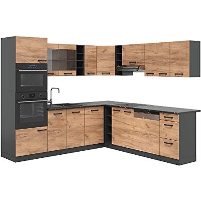 Vicco Cuisine en Angle R-Line, Chêne doré/Anthracite, 237 x 247 cm, PT Anthracite - Publicité Vicco Cuisine en Angle R-Line, Chêne doré/Anthracite, 237 x 247 cm, PT Anthracite - Publicité