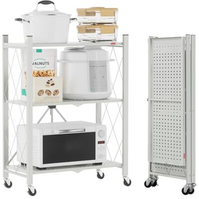 DEANIC Étagères de Rangement Pliantes en métal à 3 Niveaux pour Rangement 61 x 85 x 28 cm Étagères d'angle à roulettes pour Cuisine, Garde-Manger, bibliothèque pour Salon Gris - Publicité DEANIC Étagères de Rangement Pliantes en métal à 3 Niveaux pour Rangement 61 x 85 x 28 cm Étagères d'angle à roulettes pour Cuisine, Garde-Manger, bibliothèque pour Salon Gris - Publicité