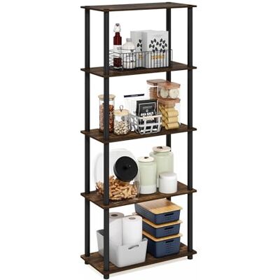 Furinno Turn-N-Tube Étagères De Rangement, Étagère À 5 Niveaux, d'angle, Ouvertes sans Outil, pour L'Organisation Et Le Salon, Garage, Bureau Domicile, Pin Ambré - Publicité Furinno Turn-N-Tube Étagères De Rangement, Étagère À 5 Niveaux, d'angle, Ouvertes sans Outil, pour L'Organisation Et Le Salon, Garage, Bureau Domicile, Pin Ambré - Publicité