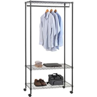 IDIMEX Portant à vêtements Brindisi penderie Simple sur roulettes vestiaire Mobile avec 1 Barre et 2 tablettes, en métal Noir - Publicité IDIMEX Portant à vêtements Brindisi penderie Simple sur roulettes vestiaire Mobile avec 1 Barre et 2 tablettes, en métal Noir - Publicité