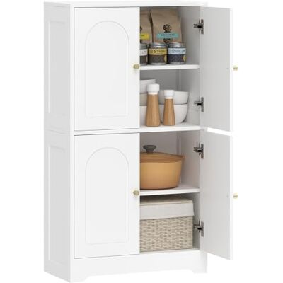 HOMCOM Armoire de cuisine haute avec 2 étagères réglables, buffet de cuisine, avec 4 portes incurvées, pour salon, blanc, 60 x 30 x 110 cm - Publicité HOMCOM Armoire de cuisine haute avec 2 étagères réglables, buffet de cuisine, avec 4 portes incurvées, pour salon, blanc, 60 x 30 x 110 cm - Publicité