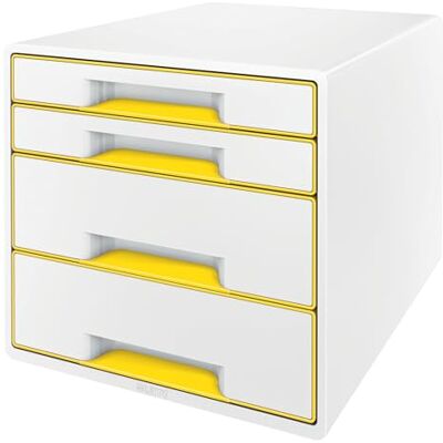 Leitz Bloc de Classement A4 avec 4 Tiroirs et Organiseur, WOW, Blanc/Jaune - Publicité Leitz Bloc de Classement A4 avec 4 Tiroirs et Organiseur, WOW, Blanc/Jaune - Publicité