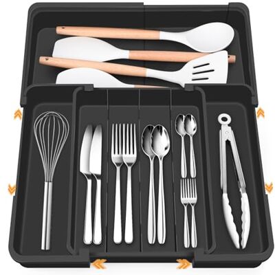 Euqvunn Range Couverts pour Tiroir Multidirectionnel Extensible, Range Couvert avec 4-7 Compartiments, Idéal pour le Rangement des Couverts et Ustensiles de Cuisine dans le Tiroir - Publicité Euqvunn Range Couverts pour Tiroir Multidirectionnel Extensible, Range Couvert avec 4-7 Compartiments, Idéal pour le Rangement des Couverts et Ustensiles de Cuisine dans le Tiroir - Publicité
