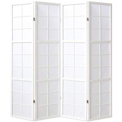 Pegane - Shoji Folding Screen - Blanc - 4-panels - Folding Screen - Publicité Pegane - Shoji Folding Screen - Blanc - 4-panels - Folding Screen - Publicité