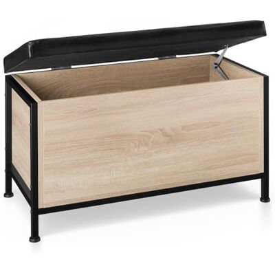 tectake ® Coffre de Rangement 81,5 x 41,5 x 50,5 cm, avec Banquette matelassée en Similicuir, Banquette Coffre 88 L, Style Industriel, Meuble de Rangement pour Salon, Chambre, Dressing, Bureau - Publicité tectake ® Coffre de Rangement 81,5 x 41,5 x 50,5 cm, avec Banquette matelassée en Similicuir, Banquette Coffre 88 L, Style Industriel, Meuble de Rangement pour Salon, Chambre, Dressing, Bureau - Publicité