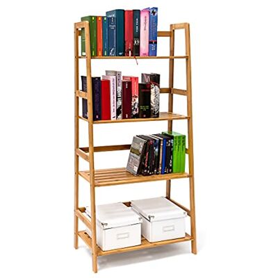 Relaxdays Étagère Bibliothèque de rangement livres jouets DVD Ameublement 4 niveaux bambou Étagère à pied 120 x 57 x 31 cm, couleur naturelle - Publicité Relaxdays Étagère Bibliothèque de rangement livres jouets DVD Ameublement 4 niveaux bambou Étagère à pied 120 x 57 x 31 cm, couleur naturelle - Publicité