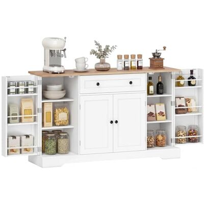 HOMCOM Buffet Cuisine, Meuble de Rangement avec Tiroir, 4 Portes, Étagères Réglables et 6 Racks de Porte, Style Moderne, Buffet Salle à Manger, Salon et Chambre, 138 x 40 x 83,5 cm, Blanc - Publicité HOMCOM Buffet Cuisine, Meuble de Rangement avec Tiroir, 4 Portes, Étagères Réglables et 6 Racks de Porte, Style Moderne, Buffet Salle à Manger, Salon et Chambre, 138 x 40 x 83,5 cm, Blanc - Publicité