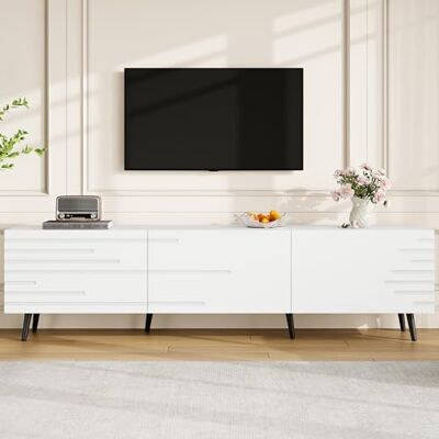 Merax Meuble TV 180 cm avec 3 Portes abattantes, TV Lowboard pour écran Jusqu’à 80 Pouces, Meuble TV Design Blanc avec Grand Espace de Rangement, TV Cabinet en MDF, Pieds Stables - Publicité Merax Meuble TV 180 cm avec 3 Portes abattantes, TV Lowboard pour écran Jusqu’à 80 Pouces, Meuble TV Design Blanc avec Grand Espace de Rangement, TV Cabinet en MDF, Pieds Stables - Publicité
