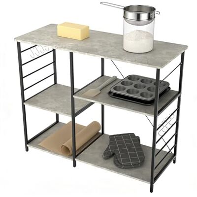 LANTUS Étagère de Cuisine, Bar à Café avec Plan de Travail, Support pour Micro-Ondes, Organisateur de Comptoir de Cuisine pour Salle de Bain, Bureau 39 x 90 x 83 cm (D) (Noir) D (Grain calcaire) - Publicité LANTUS Étagère de Cuisine, Bar à Café avec Plan de Travail, Support pour Micro-Ondes, Organisateur de Comptoir de Cuisine pour Salle de Bain, Bureau 39 x 90 x 83 cm (D) (Noir) D (Grain calcaire) - Publicité