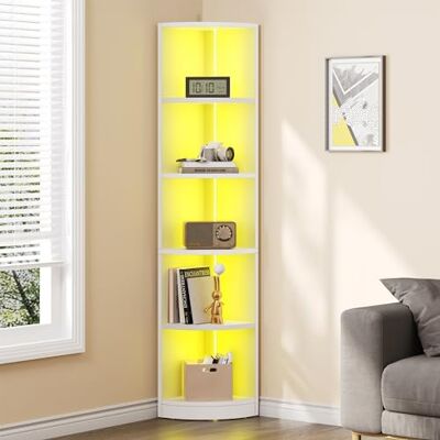YITAHOME Bibliothèque d'angle à 5 Niveaux avec éclairage LED, synchronisation de la Musique Bluetooth, vitrine pour Chambre à Coucher, Salon, décoration d'intérieur, 30 x 30 x 180 cm - Publicité YITAHOME Bibliothèque d'angle à 5 Niveaux avec éclairage LED, synchronisation de la Musique Bluetooth, vitrine pour Chambre à Coucher, Salon, décoration d'intérieur, 30 x 30 x 180 cm - Publicité