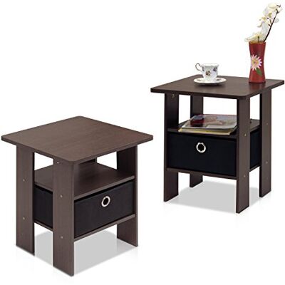 Furinno Andrey Tables de Bout, Brun, Taille Unique, Bois, Marron Foncé/Noir, One Size, Paquet de 2 - Publicité Furinno Andrey Tables de Bout, Brun, Taille Unique, Bois, Marron Foncé/Noir, One Size, Paquet de 2 - Publicité