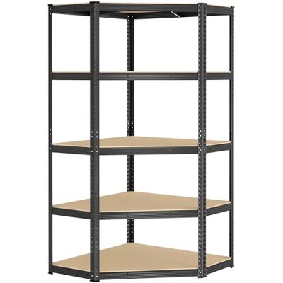 SONGMICS Étagères d’Angle à 5 Niveaux, Étagères de Rangement en Acier, Charge Lourde, Garage, Entrepôt, Capacité de Charge 875 kg, Noir d'encre et Beige Naturel GLR080B01 - Publicité SONGMICS Étagères d’Angle à 5 Niveaux, Étagères de Rangement en Acier, Charge Lourde, Garage, Entrepôt, Capacité de Charge 875 kg, Noir d'encre et Beige Naturel GLR080B01 - Publicité