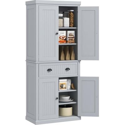 HOMCOM Armoire de Cuisine Buffet Cuisine Style Moderne vaisselier avec placards à Portes, étagères réglables et tiroir, Meuble de Rangement pour Salle à Manger, Salon, 76,2 x 40,2 x 183 cm, Gris - Publicité HOMCOM Armoire de Cuisine Buffet Cuisine Style Moderne vaisselier avec placards à Portes, étagères réglables et tiroir, Meuble de Rangement pour Salle à Manger, Salon, 76,2 x 40,2 x 183 cm, Gris - Publicité