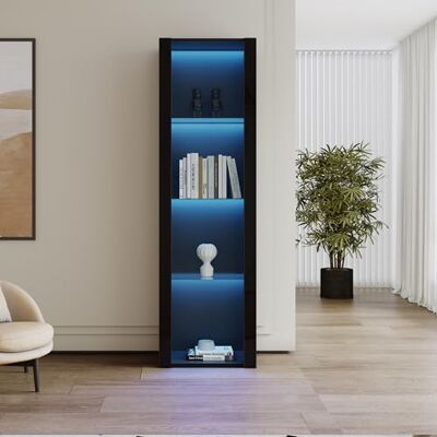 Merax Vitrine LED Noire Brillante 166 cm, Meuble vitrine avec étagères en Verre, Armoire de Rangement Haute Design Moderne - Publicité Merax Vitrine LED Noire Brillante 166 cm, Meuble vitrine avec étagères en Verre, Armoire de Rangement Haute Design Moderne - Publicité