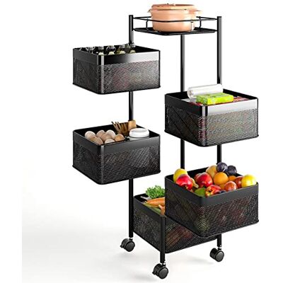 BAKAJI Chariot à roulettes de Cuisine en métal avec 5 étagères à Panier ouvrables et 4 roulettes pivotantes à 360 degrés Trolley Gain de Place, décoration de Maison, Cuisine, Dimensions 85 x 26 cm, - Publicité BAKAJI Chariot à roulettes de Cuisine en métal avec 5 étagères à Panier ouvrables et 4 roulettes pivotantes à 360 degrés Trolley Gain de Place, décoration de Maison, Cuisine, Dimensions 85 x 26 cm, - Publicité