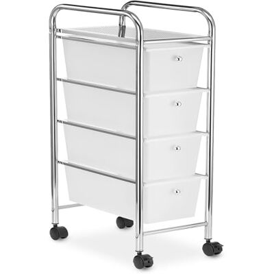 IDIMEX Caisson de Rangement sur roulettes GINA, Colonne 4 tiroirs et 1 étagère pour Salle de Bain ou Bureau, en Plastique et métal - Publicité IDIMEX Caisson de Rangement sur roulettes GINA, Colonne 4 tiroirs et 1 étagère pour Salle de Bain ou Bureau, en Plastique et métal - Publicité