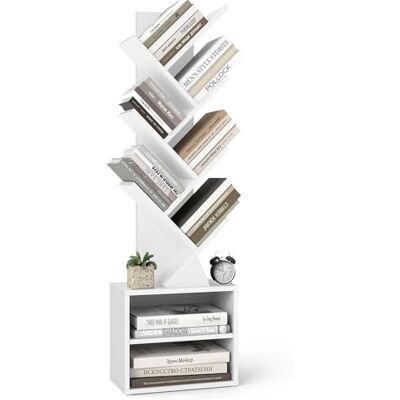 VASAGLE Custos Collection Bibliothèque Arbre, Bibliothèque Moderne sur Pied, pour Chambre, Salon, Bureau, avec 2 Compartiments Ouverts, 20,3 x 38 x 123,2 cm, Blanc Nuage LBC607WB01 - Publicité VASAGLE Custos Collection Bibliothèque Arbre, Bibliothèque Moderne sur Pied, pour Chambre, Salon, Bureau, avec 2 Compartiments Ouverts, 20,3 x 38 x 123,2 cm, Blanc Nuage LBC607WB01 - Publicité