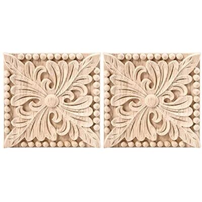Gokoti Lot de 2 Appliques SculptéEs en Bois Onlay Carré Sculpture DéCalque Non Peint Fleur Porte Armoire Meubles DéCoration 3,94 X 3,94 Pouces - Publicité Gokoti Lot de 2 Appliques SculptéEs en Bois Onlay Carré Sculpture DéCalque Non Peint Fleur Porte Armoire Meubles DéCoration 3,94 X 3,94 Pouces - Publicité