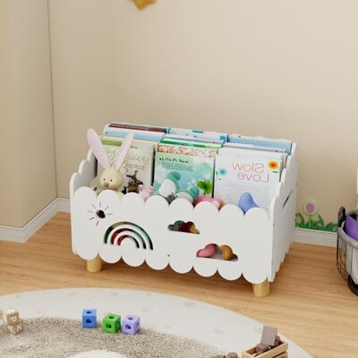 DUHARS Enfant Bois Meuble Rangement Livre, Coffre à Jouet Bibliothèque Montessori, pour Chambre Bebe et Salle de Jeux - Publicité DUHARS Enfant Bois Meuble Rangement Livre, Coffre à Jouet Bibliothèque Montessori, pour Chambre Bebe et Salle de Jeux - Publicité