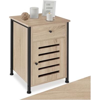 tectake ® Table de Chevet 40 x 42 x 60,5 cm, Table de Nuit, Style Industriel, Chevet de lit, Tiroir Coulissant, Porte magnétique et étagère réglable, Meuble Chambre, Decoration Chambre, Bois Clair - Publicité tectake ® Table de Chevet 40 x 42 x 60,5 cm, Table de Nuit, Style Industriel, Chevet de lit, Tiroir Coulissant, Porte magnétique et étagère réglable, Meuble Chambre, Decoration Chambre, Bois Clair - Publicité