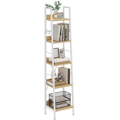 YITAHOME Bibliothèque à 5 Niveaux, échelle Industrielle, étagère à Livres autoportante, étagères en Bois et Cadre en métal, étagère Moderne pour Salon, Couloir, Bureau, Blanc et Chêne - Publicité YITAHOME Bibliothèque à 5 Niveaux, échelle Industrielle, étagère à Livres autoportante, étagères en Bois et Cadre en métal, étagère Moderne pour Salon, Couloir, Bureau, Blanc et Chêne - Publicité