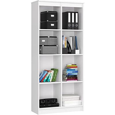 AKORD Bibliothèque Meuble de Rangement Bureau CLP 80 cm 8 Étagères Extérieures Debout pour Documents Livres pour Armoire Chambre Minimaliste Panneau Stratifié 16mm Couleur Blanc - Publicité AKORD Bibliothèque Meuble de Rangement Bureau CLP 80 cm 8 Étagères Extérieures Debout pour Documents Livres pour Armoire Chambre Minimaliste Panneau Stratifié 16mm Couleur Blanc - Publicité
