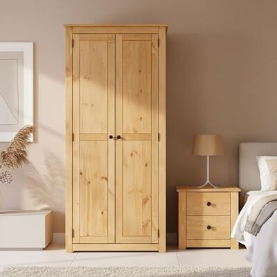 IDIMEX Armoire Cancun penderie avec 1 étagère derrière 2 Portes battantes, en pin Massif Finition teintée/cirée - Publicité IDIMEX Armoire Cancun penderie avec 1 étagère derrière 2 Portes battantes, en pin Massif Finition teintée/cirée - Publicité