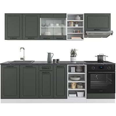 Vicco Cuisine R-Line, Anthracite Maison de Campagne/Blanc, 240cm sans PT, avec modules combinables et Pieds réglables en Hauteur - Publicité Vicco Cuisine R-Line, Anthracite Maison de Campagne/Blanc, 240cm sans PT, avec modules combinables et Pieds réglables en Hauteur - Publicité