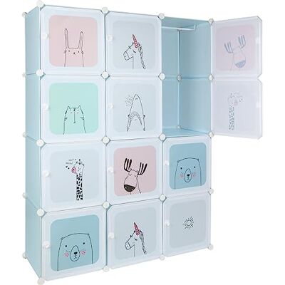 LANTUS Armoire Penderie Portable, Étagère de Rangement, Cubes de Stockage Modulaire en Plastique, Assemblage Facile pour Vêtements, Accessoires, Jouets,110 * 145 * 37cm-Bleu - Publicité LANTUS Armoire Penderie Portable, Étagère de Rangement, Cubes de Stockage Modulaire en Plastique, Assemblage Facile pour Vêtements, Accessoires, Jouets,110 * 145 * 37cm-Bleu - Publicité