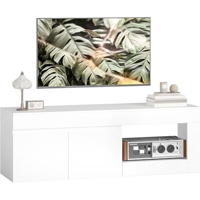 HOMCOM Meuble TV 140 cm, Meuble télé pour téléviseur jusqu'à 60 Pouces avec 2 Portes à Fermeture Douce et Compartiment Ouvert, Banc TV Moderne pour Salon, Chambre à Coucher, Blanc - Publicité HOMCOM Meuble TV 140 cm, Meuble télé pour téléviseur jusqu'à 60 Pouces avec 2 Portes à Fermeture Douce et Compartiment Ouvert, Banc TV Moderne pour Salon, Chambre à Coucher, Blanc - Publicité