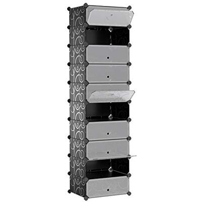 SONGMICS Meuble à Chaussures avec 10 Compartiments, Étagère Modulable en Plastique, Boîte à chaussures, avec Porte, Maillet, Rangement, Noir LPC10HV1 - Publicité SONGMICS Meuble à Chaussures avec 10 Compartiments, Étagère Modulable en Plastique, Boîte à chaussures, avec Porte, Maillet, Rangement, Noir LPC10HV1 - Publicité
