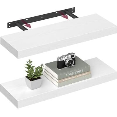 VASAGLE Étagères Murales, Lot de 2, Tablettes Flottantes, 20 x 60 x 3,8 cm, Étagères Suspendues pour Cadres Photo, Décoration, Rangement pour Salon, Bureau, Cuisine, Blanc Neige LWS026WE01-2J - Publicité VASAGLE Étagères Murales, Lot de 2, Tablettes Flottantes, 20 x 60 x 3,8 cm, Étagères Suspendues pour Cadres Photo, Décoration, Rangement pour Salon, Bureau, Cuisine, Blanc Neige LWS026WE01-2J - Publicité