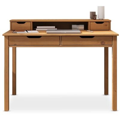 IDIMEX Bureau Raul L 114 cm en Bois Massif Coloris chêne avec Quatre tiroirs et Une Niche de Rangement réhausse écran intégrée idéal pour Petit Espace et Bureau à Domicile - Publicité IDIMEX Bureau Raul L 114 cm en Bois Massif Coloris chêne avec Quatre tiroirs et Une Niche de Rangement réhausse écran intégrée idéal pour Petit Espace et Bureau à Domicile - Publicité