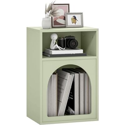 HOMCOM Table de chevet moderne étroite avec 2 compartiments ouverts, design en forme d'arc, table d'appoint pour salon, chambre à coucher, 40 x 30 x 60 cm, vert - Publicité HOMCOM Table de chevet moderne étroite avec 2 compartiments ouverts, design en forme d'arc, table d'appoint pour salon, chambre à coucher, 40 x 30 x 60 cm, vert - Publicité