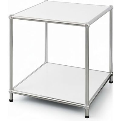 KARAT Étagère métallique Blanc – Étagère compacte avec 2 tablettes Ouvertes (L40 × P40 × H46 cm) – Structure en Acier chromé thermolaqué – Utilisation Polyvalente – Concept Epure MK-012 - Publicité KARAT Étagère métallique Blanc – Étagère compacte avec 2 tablettes Ouvertes (L40 × P40 × H46 cm) – Structure en Acier chromé thermolaqué – Utilisation Polyvalente – Concept Epure MK-012 - Publicité