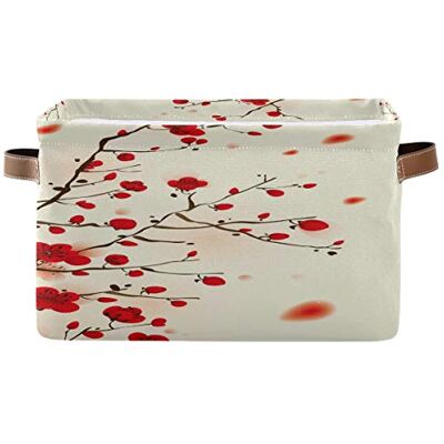 BIGJOKE Panier de rangement en tissu avec poignées Motif fleur de prunier chinois - Publicité BIGJOKE Panier de rangement en tissu avec poignées Motif fleur de prunier chinois - Publicité