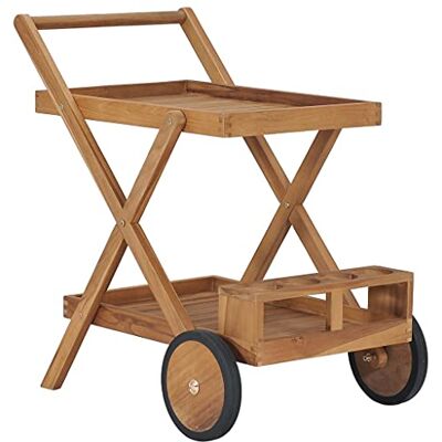 vidaXL Chariot de Service à Thé avec 4 Porte-Bouteilles 2 Niveaux en Bois de Teck Solide - Publicité vidaXL Chariot de Service à Thé avec 4 Porte-Bouteilles 2 Niveaux en Bois de Teck Solide - Publicité