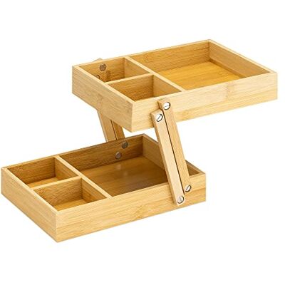 Navaris Organisateur Bureau Bambou Boîte de Rangement Extensible 22 x 14 x 7-14,5 cm avec 2 Étages et Compartiments Fourniture Papeterie Document - Publicité Navaris Organisateur Bureau Bambou Boîte de Rangement Extensible 22 x 14 x 7-14,5 cm avec 2 Étages et Compartiments Fourniture Papeterie Document - Publicité