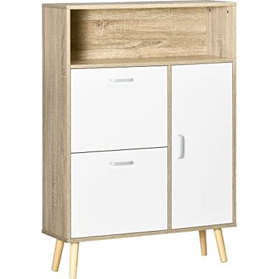 HOMCOM Meuble à Chaussures pour 8 Paires de Chaussures avec 2 Portes, Armoire et Compartiment Ouvert en Bois, 80 x 25,5 x 112,5 cm, Blanc - Publicité HOMCOM Meuble à Chaussures pour 8 Paires de Chaussures avec 2 Portes, Armoire et Compartiment Ouvert en Bois, 80 x 25,5 x 112,5 cm, Blanc - Publicité