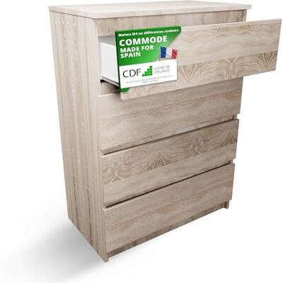 CDF Commode 4 Tiroirs Commode Chambre Chêne Sonoma Meuble Armoire de Rangement Spacieux pour Salon Bureau Spacieuse et Design Moderne Facile à Installer 40x70x97 cm Meuble à Vêtements - Publicité CDF Commode 4 Tiroirs Commode Chambre Chêne Sonoma Meuble Armoire de Rangement Spacieux pour Salon Bureau Spacieuse et Design Moderne Facile à Installer 40x70x97 cm Meuble à Vêtements - Publicité